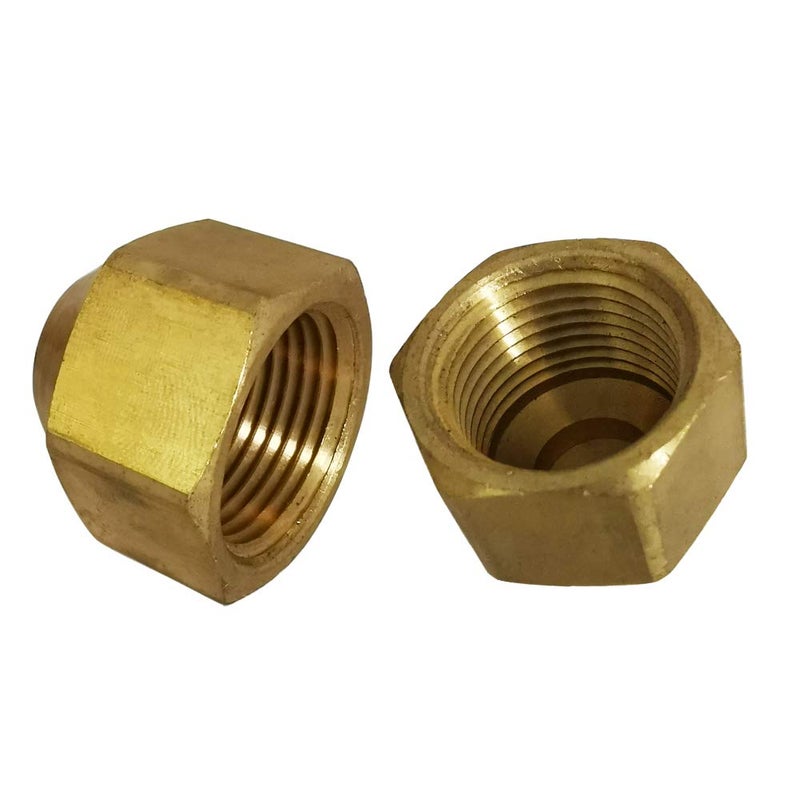 Legines Brass Flare Cap, 5/8" Tube OD, SAE 45 Degree Flare Fitting, Pack of 2 - Image 1